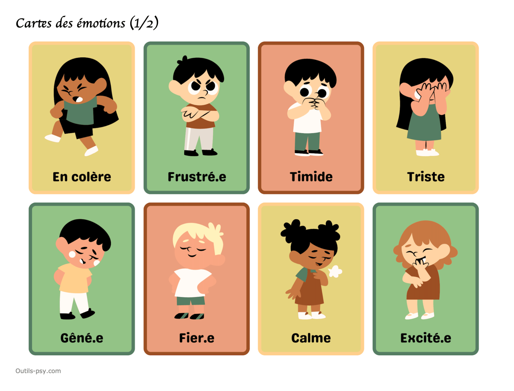 Enfant 16 Cartes Des motions D couper PDF 